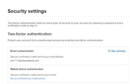 Security Settings Page