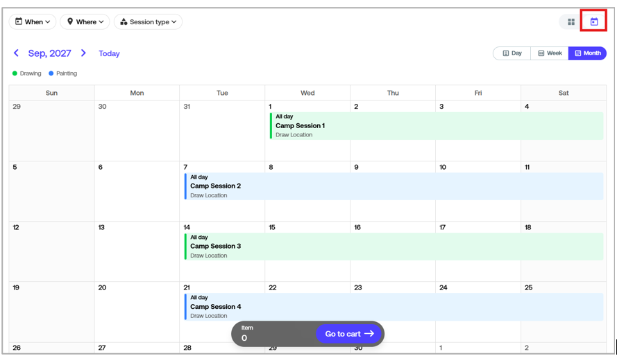 New CUI Calendar View of available sessions