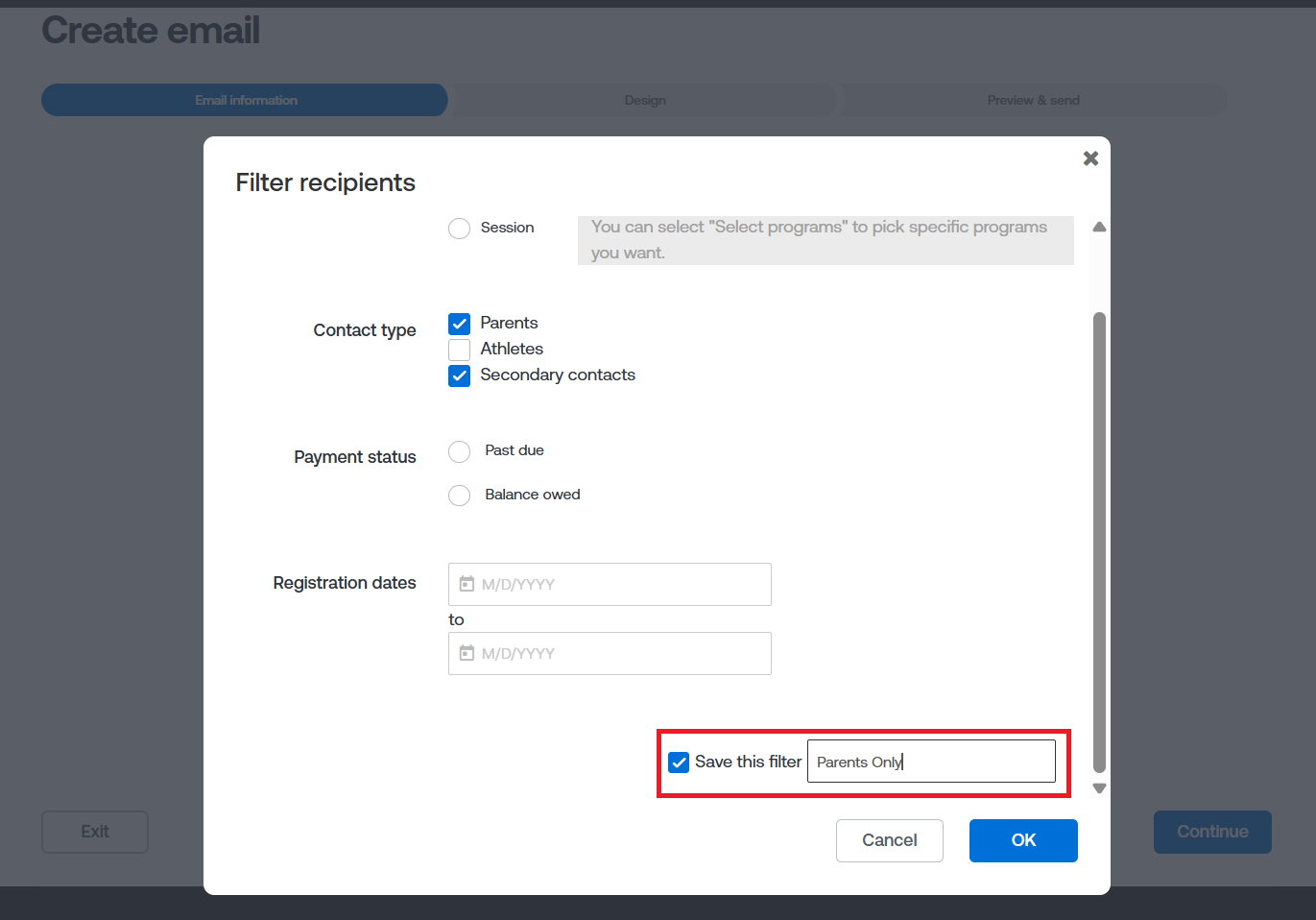 Filter Saving