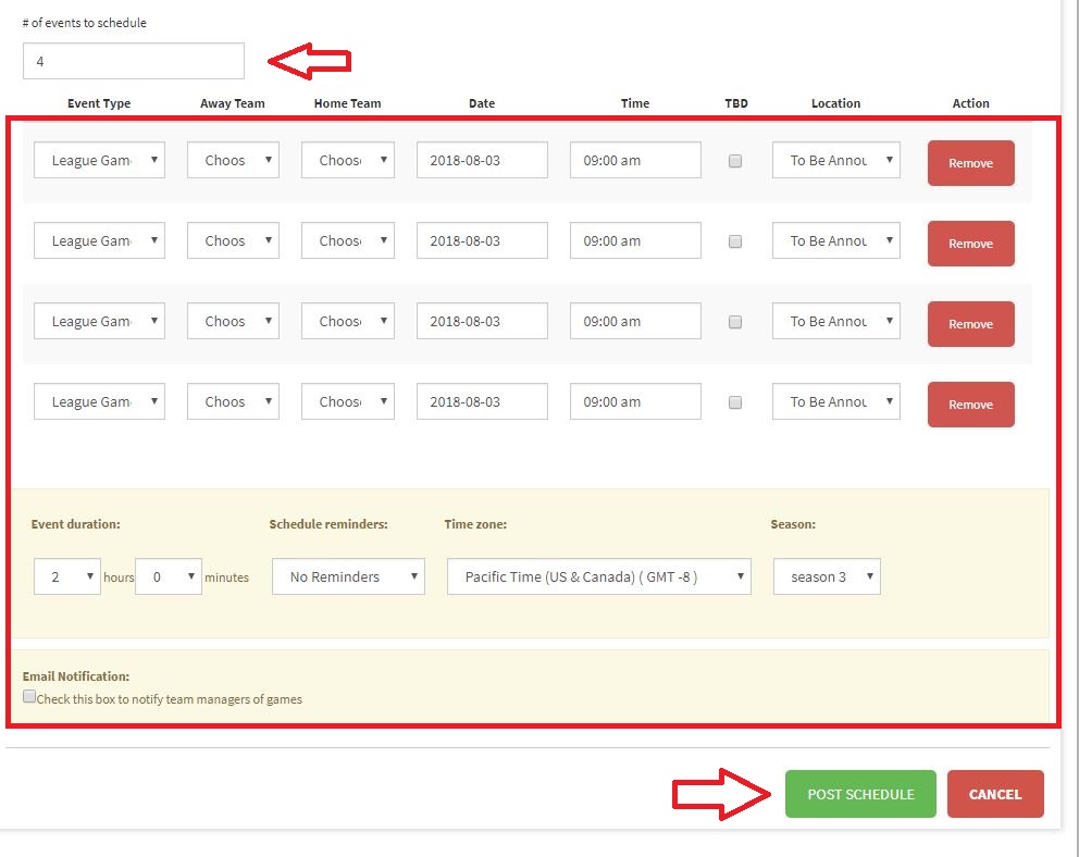 Multiple Event Scheduling