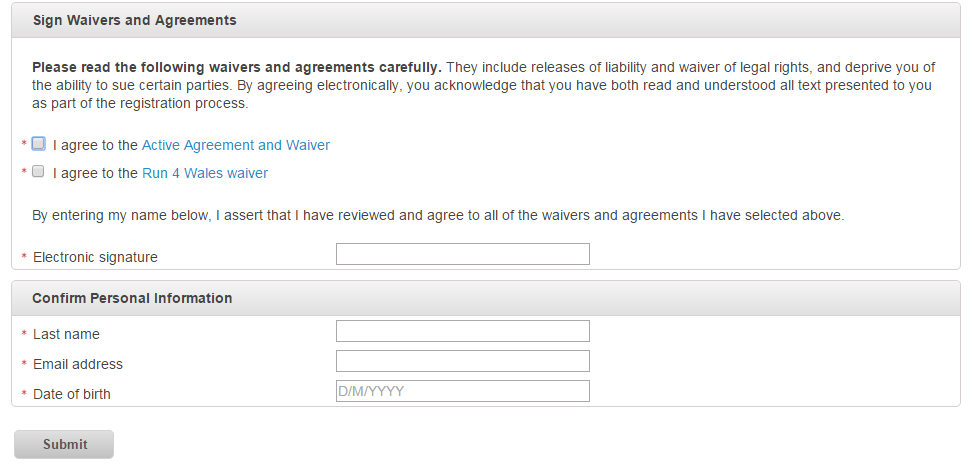 waiver page